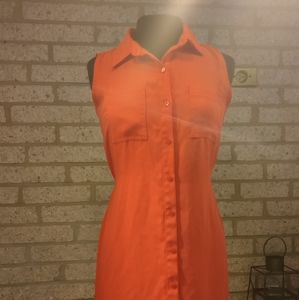 Adrienne Vittadini Orange Shirtdress SZ 2